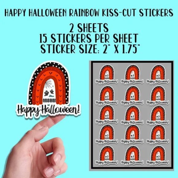 Happy Halloween Rainbow Stickers- 2 Sticker Sheets - Picture 3 of 4